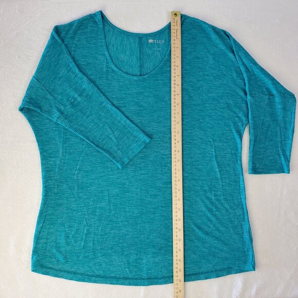 Stylus Top Teal Pullover Round Neck 3/4 Sleeve Women's Size Large - Picture 6 of 8
